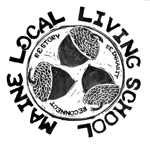 The Logo for Maine Local Licing School, three acorns in a circle surrounded by the school name.