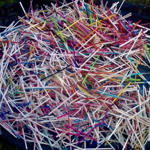 Pile of colorful straws.